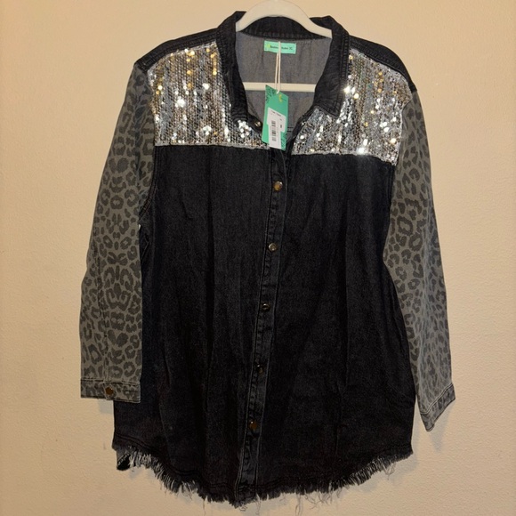 NWT Sunshine & Rodeos Denim Shacket - Picture 1 of 4
